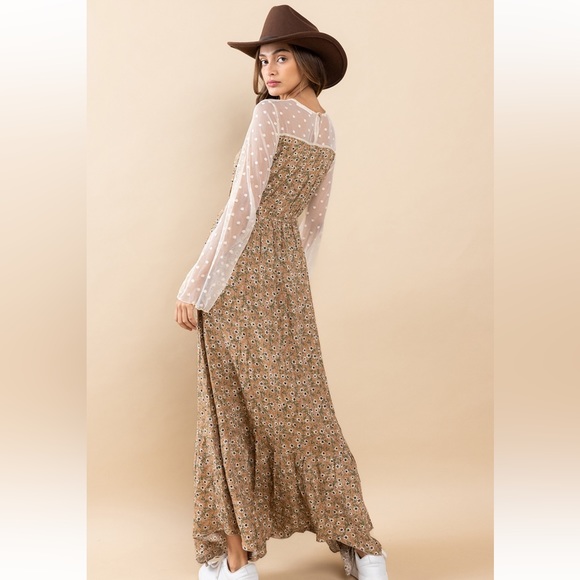 52 Boho Contrast Floral Print Maxi Dress - Picture 4 of 5